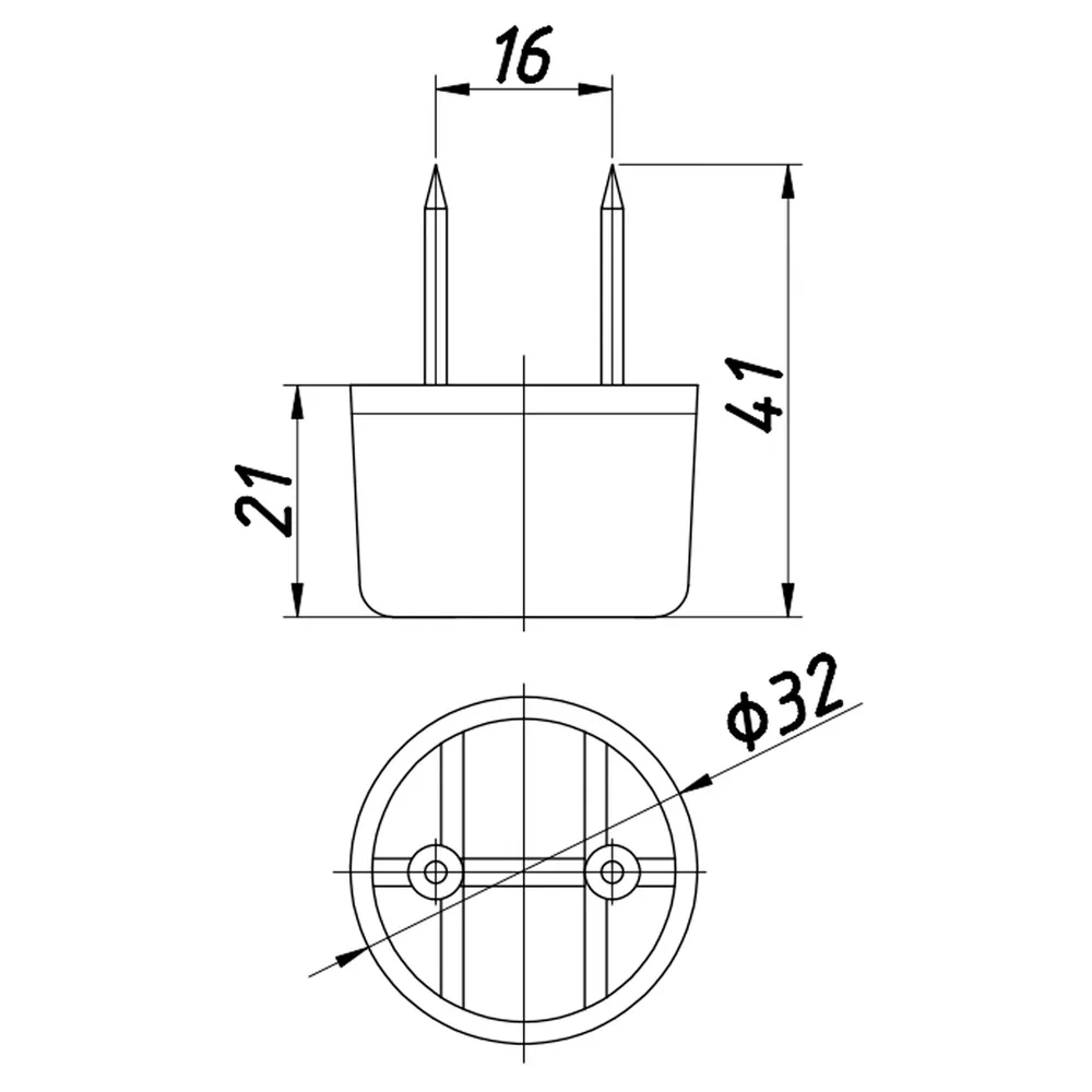 Rysunek techniczny – Stopka meblowa z tworzywa, Ø30, h 20