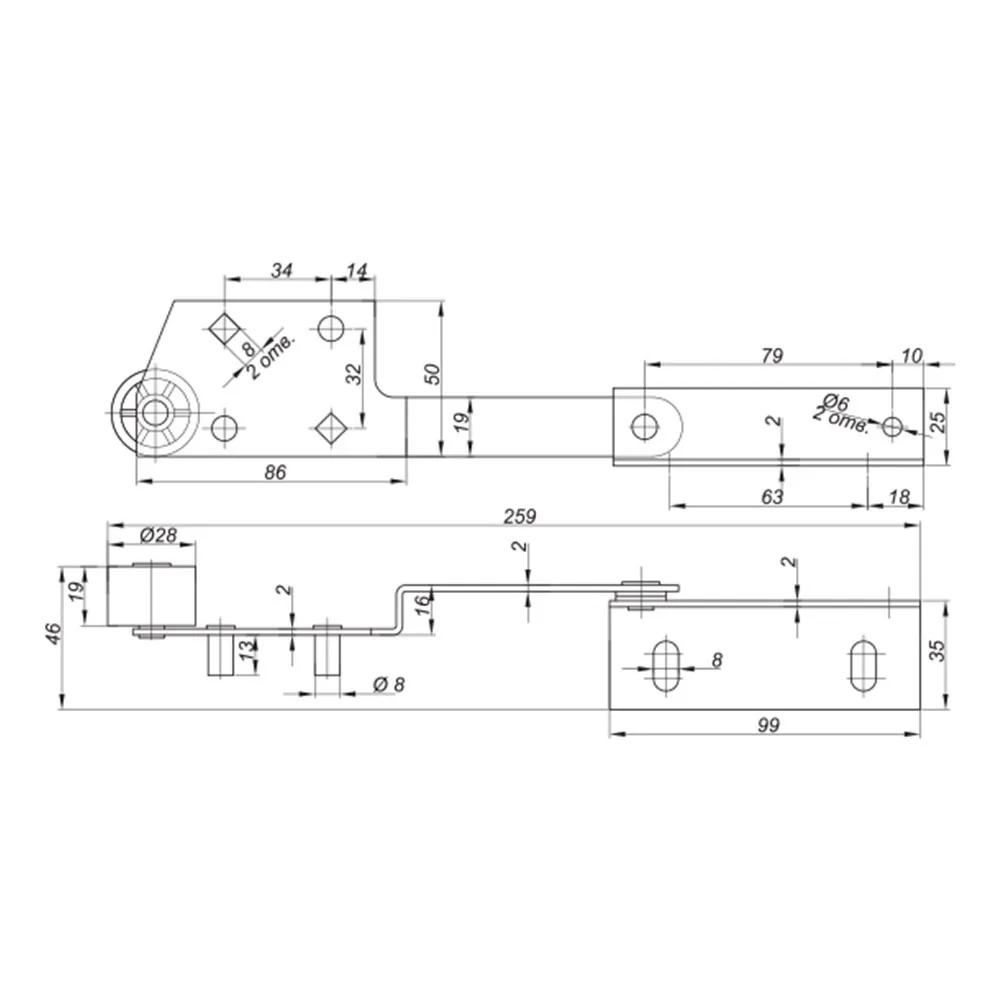 Technical drawing – Sofa transformation mechanism